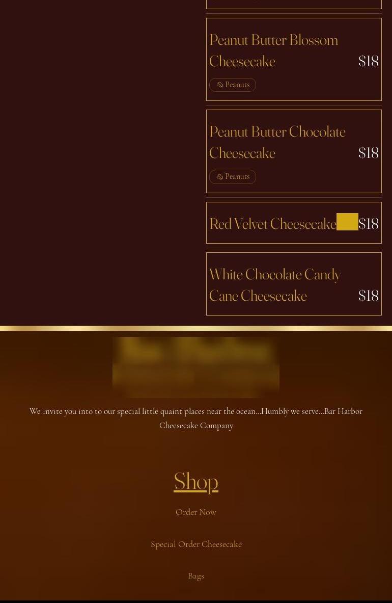 Bar Harbor Cheesecake Company Menu