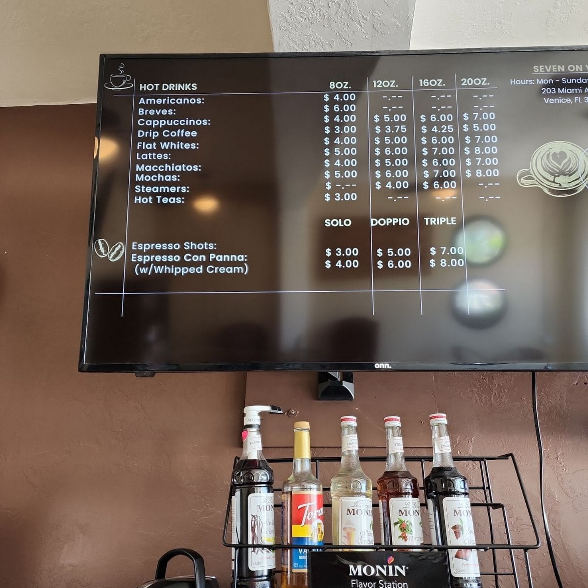 Seven Coffee & Pastries Menu