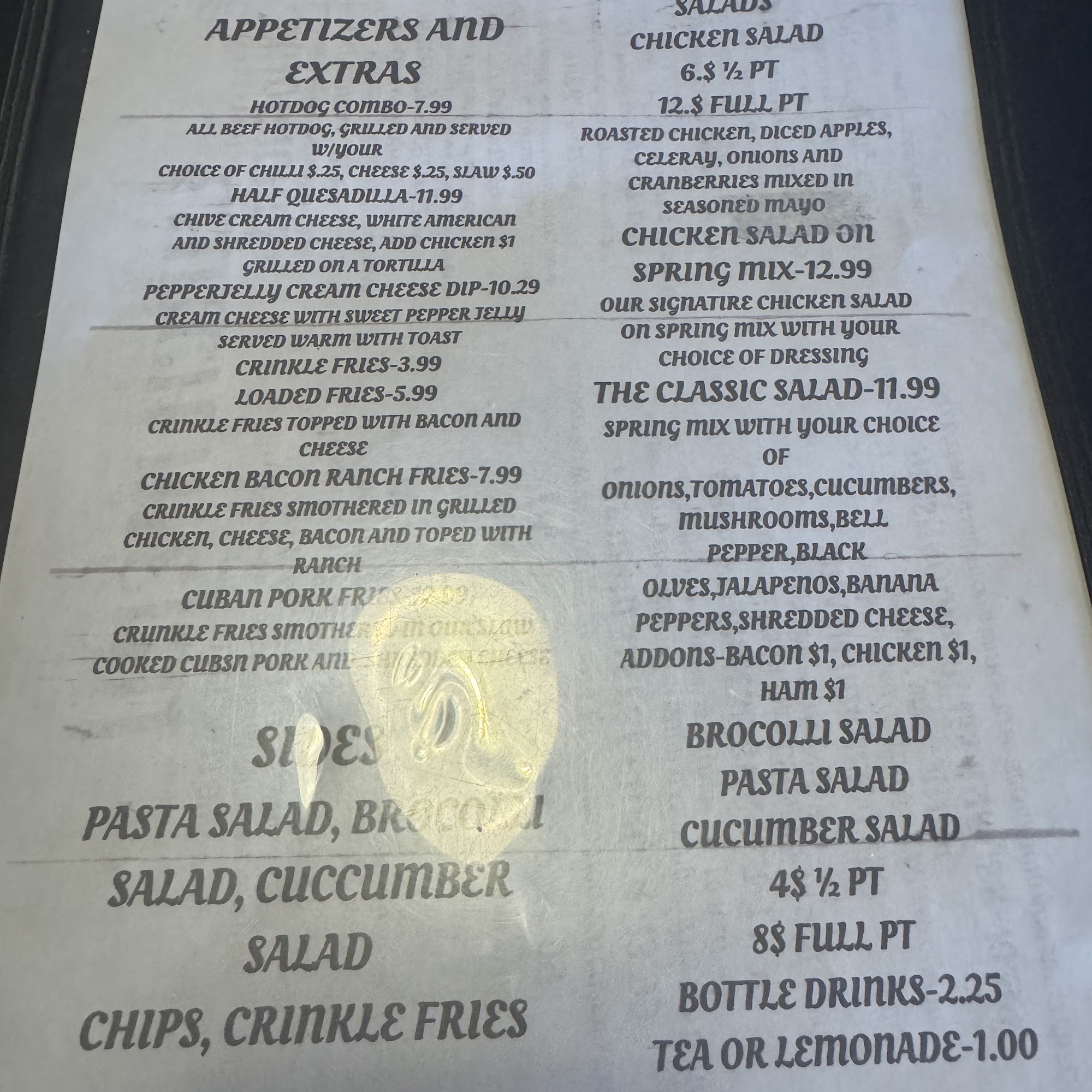 The Mug Too Menu