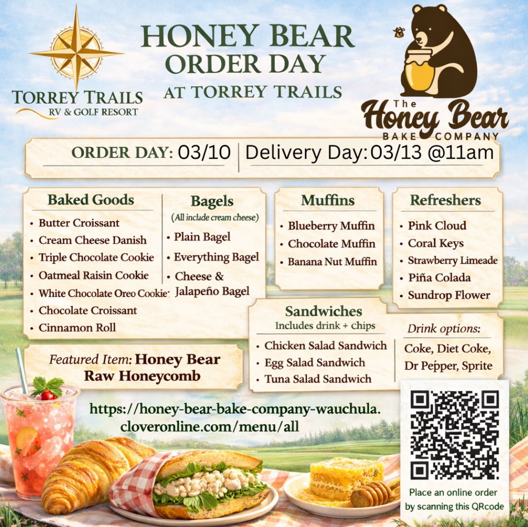 Honey Bear Bake Co. Menu