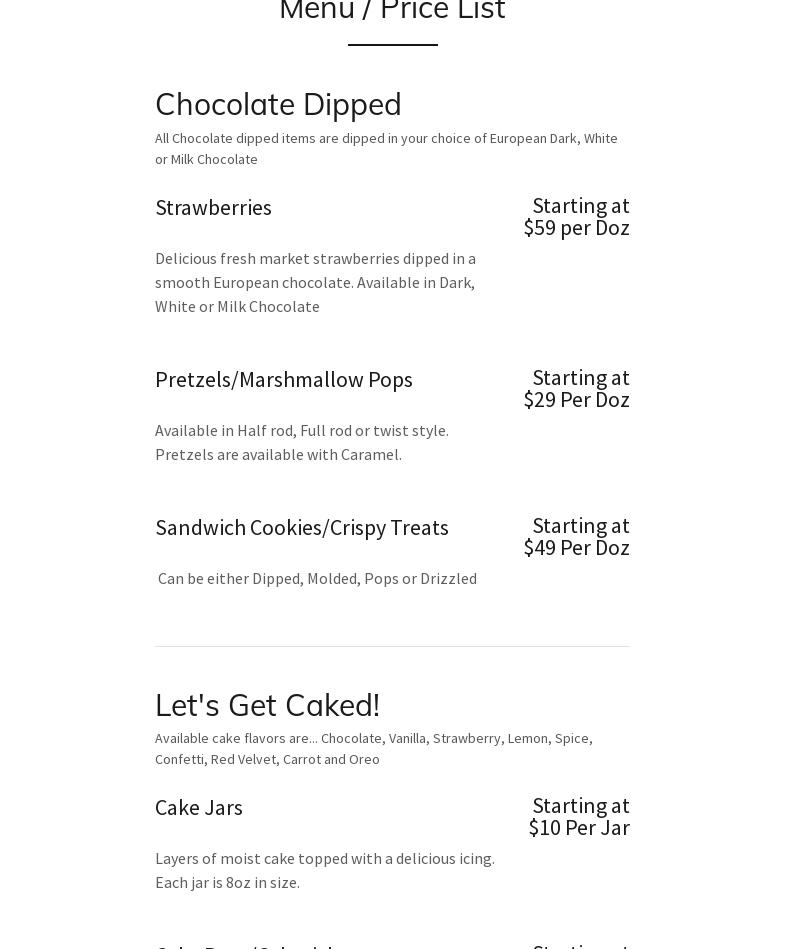 Sprinkle City Bakes Menu