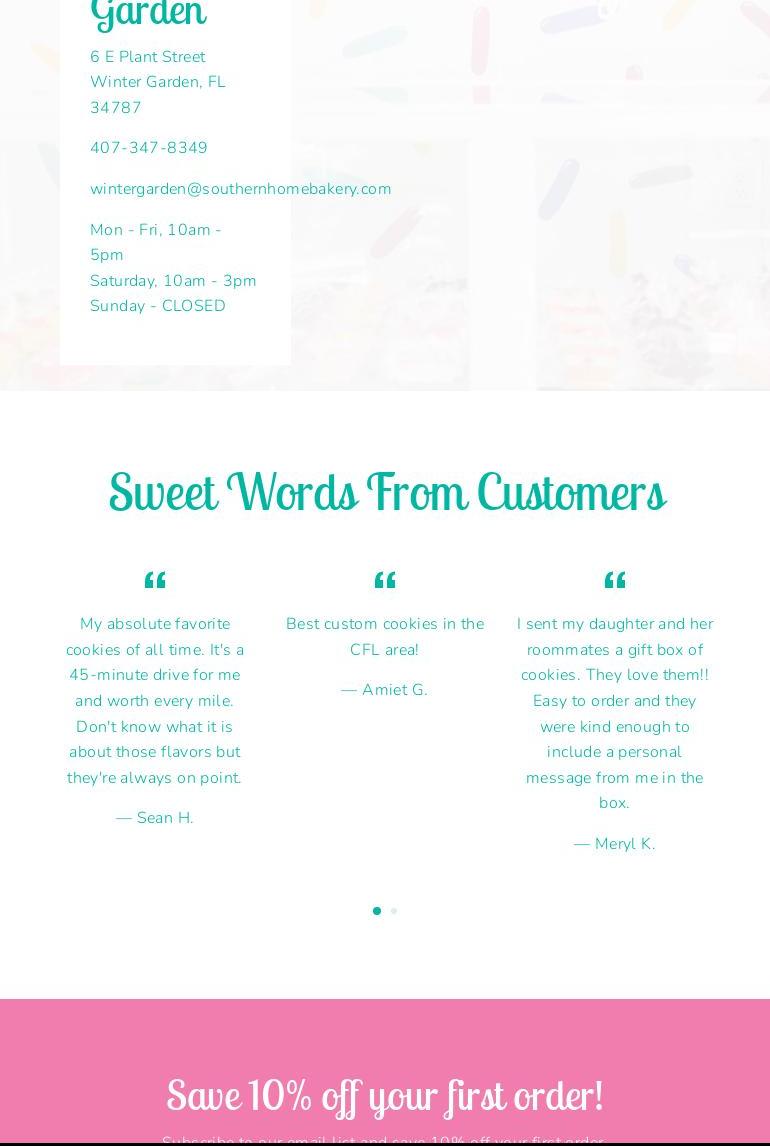 Southern Home Bakery Menu