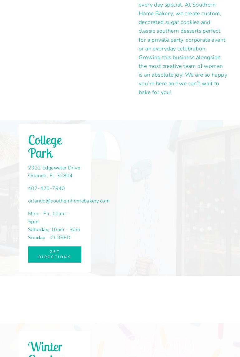 Southern Home Bakery Menu