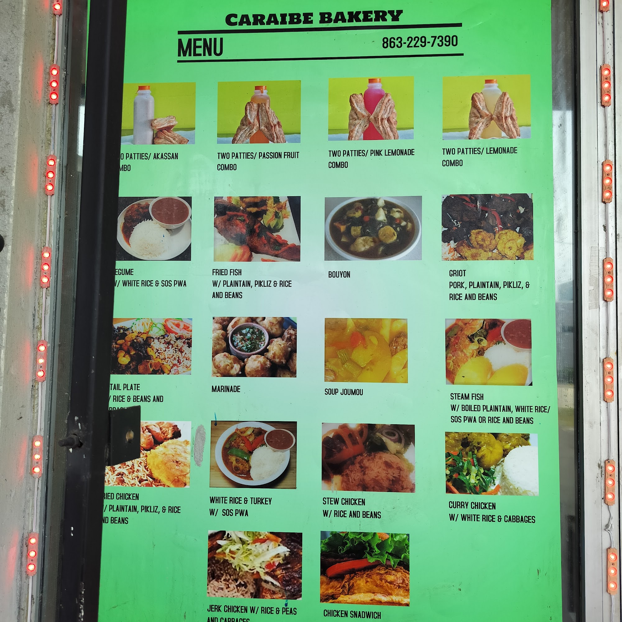 The Caraibe Restaurant Menu