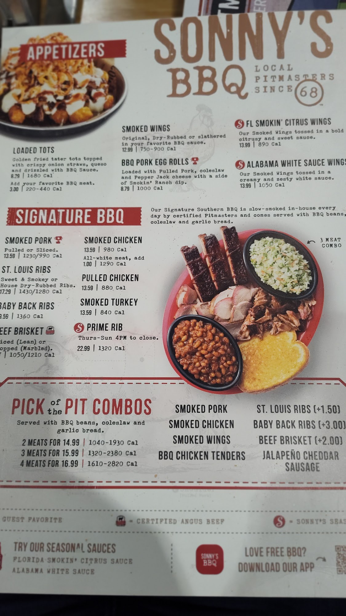 Sonny's BBQ Menu