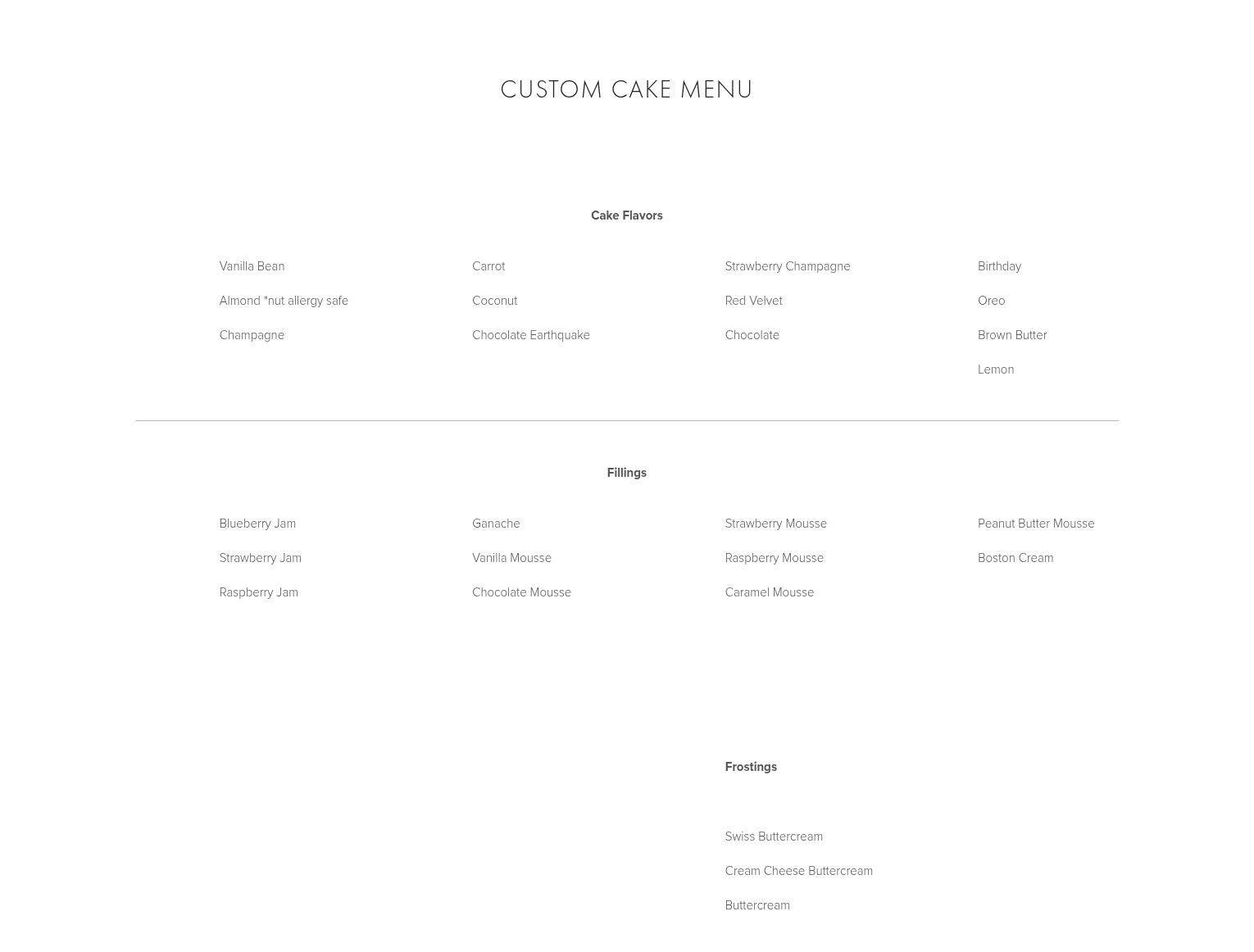 4R Specialty Cakes - Custom Orlando Cakes Menu