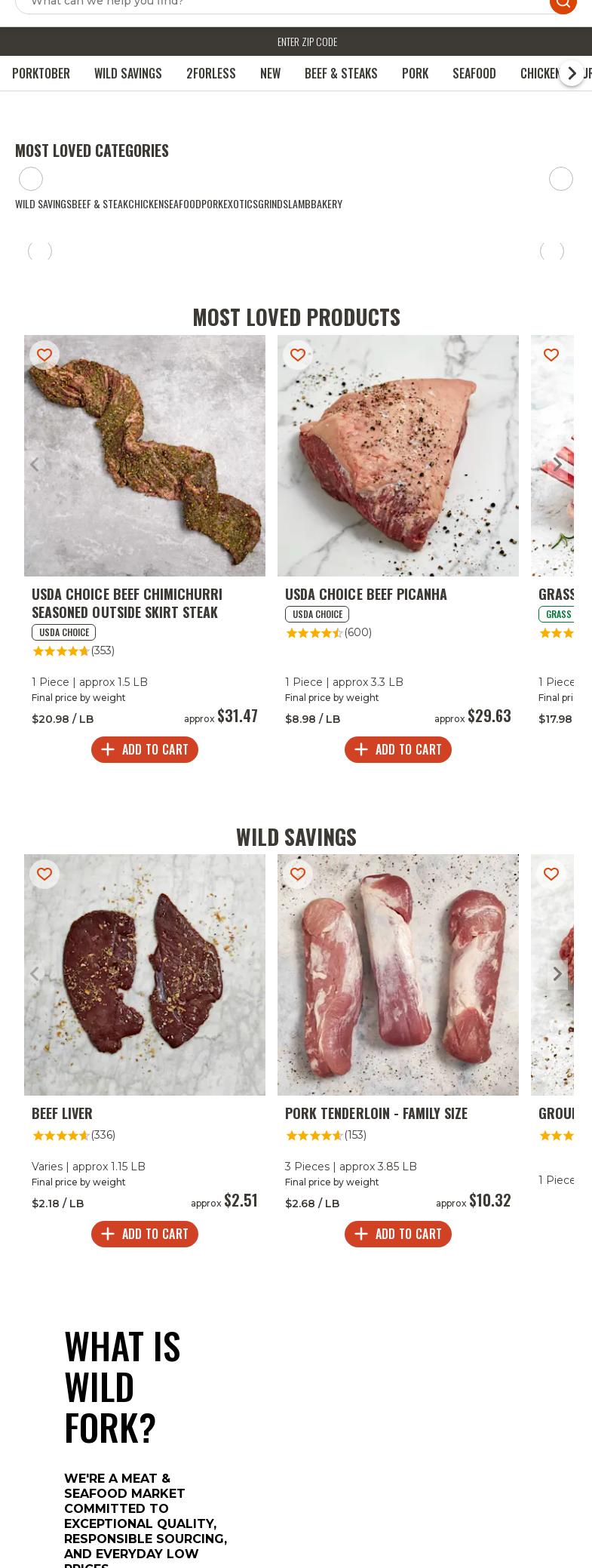 Wild Fork Menu