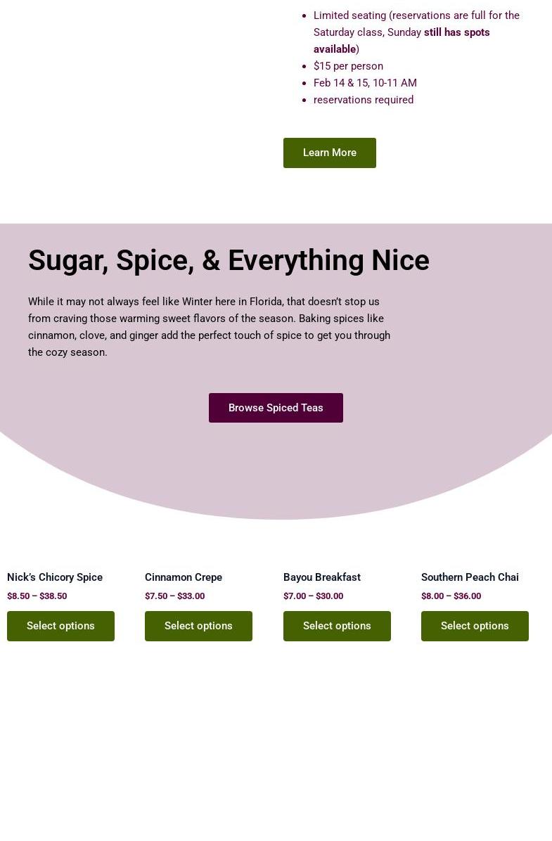 Orlando Tea Company Menu