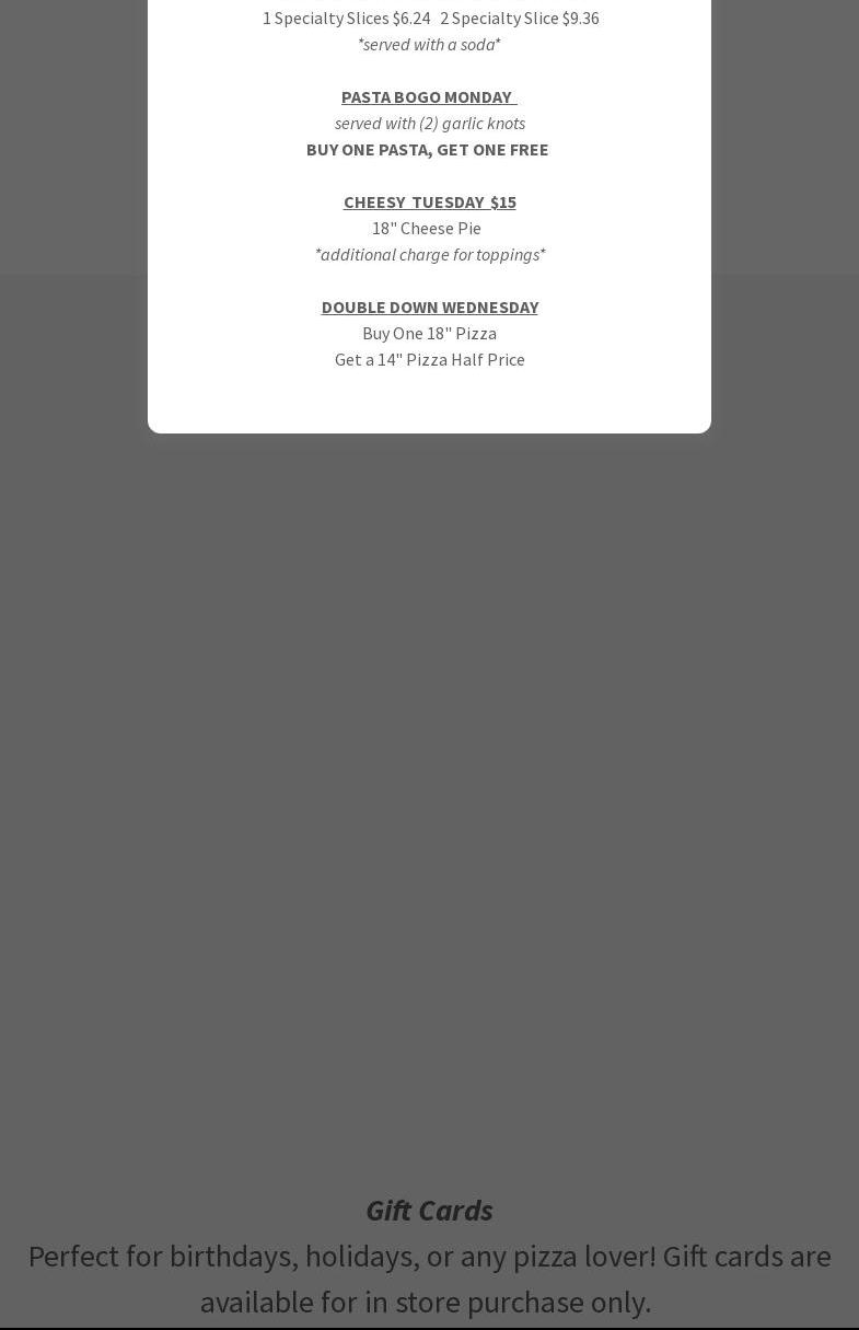 DeCicco's Pizzeria Menu