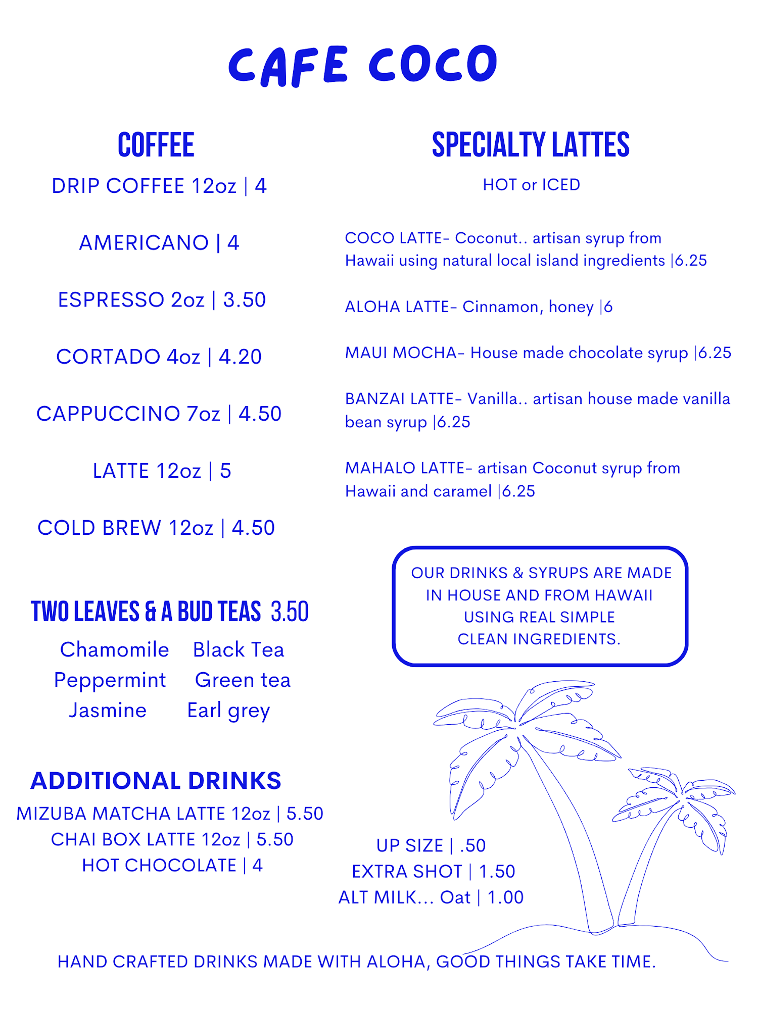 Cafe Coco Coffee Menu