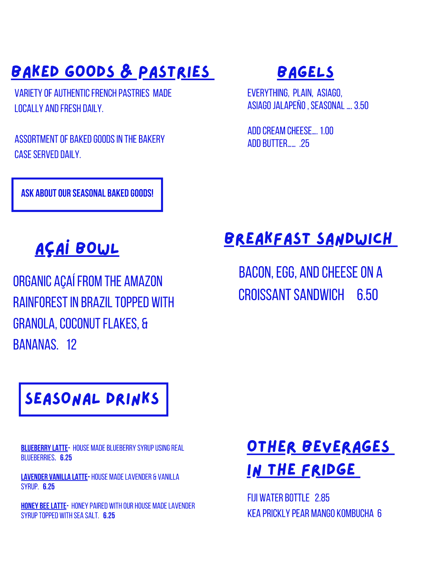 Cafe Coco Coffee Menu