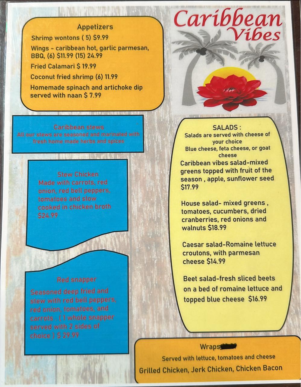 Caribbean Vibes Menu