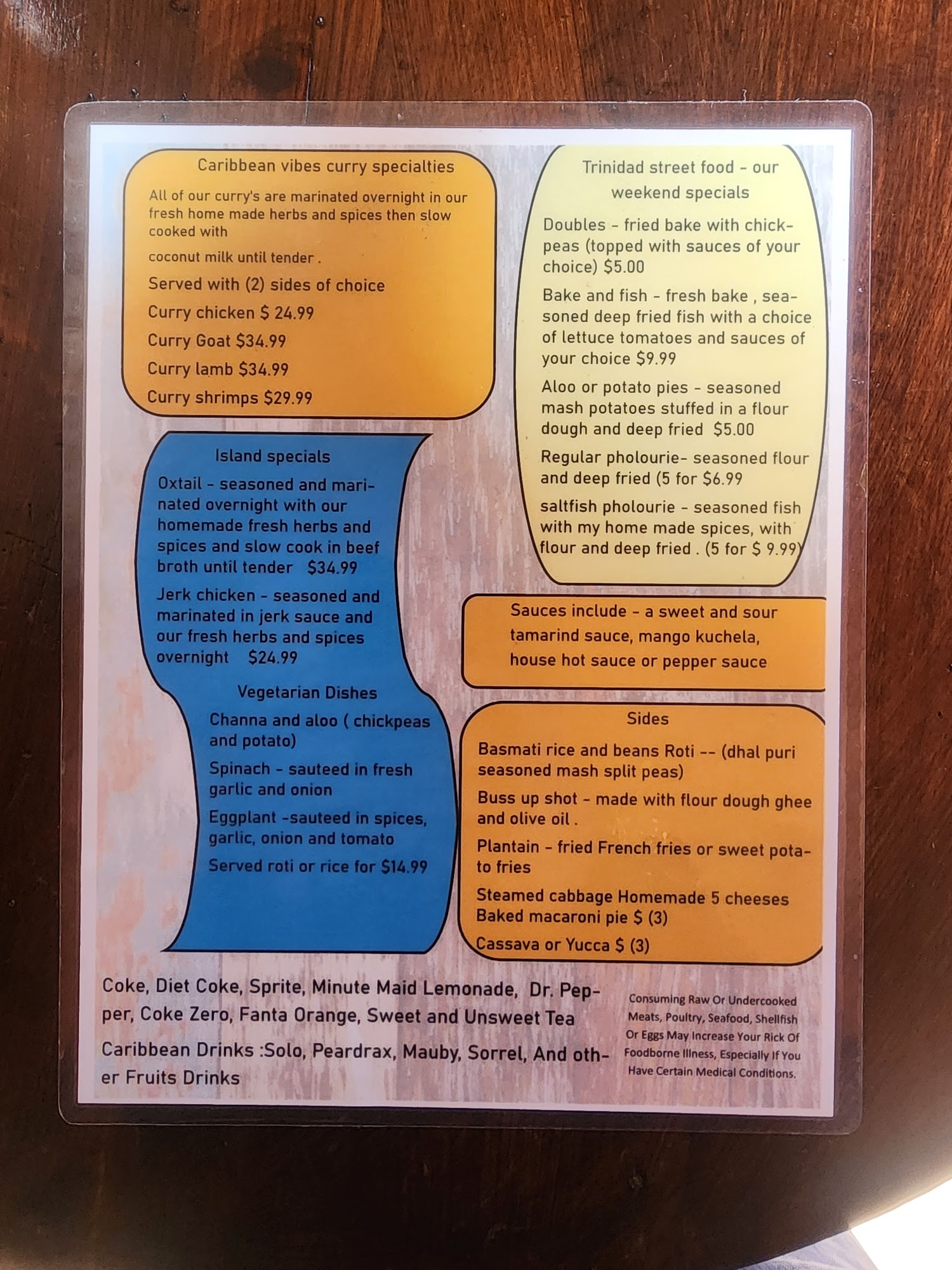 Caribbean Vibes Menu