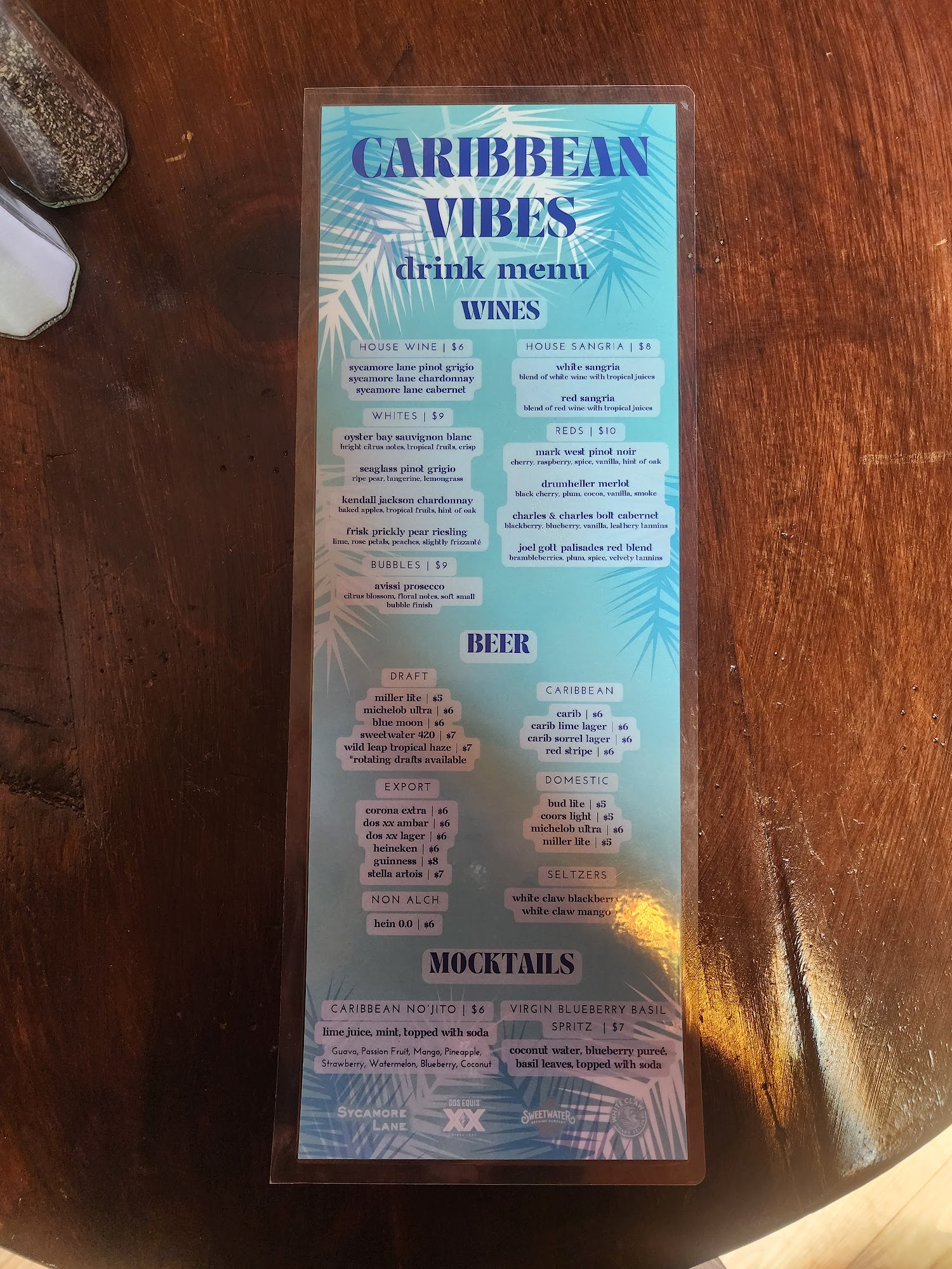Caribbean Vibes Menu