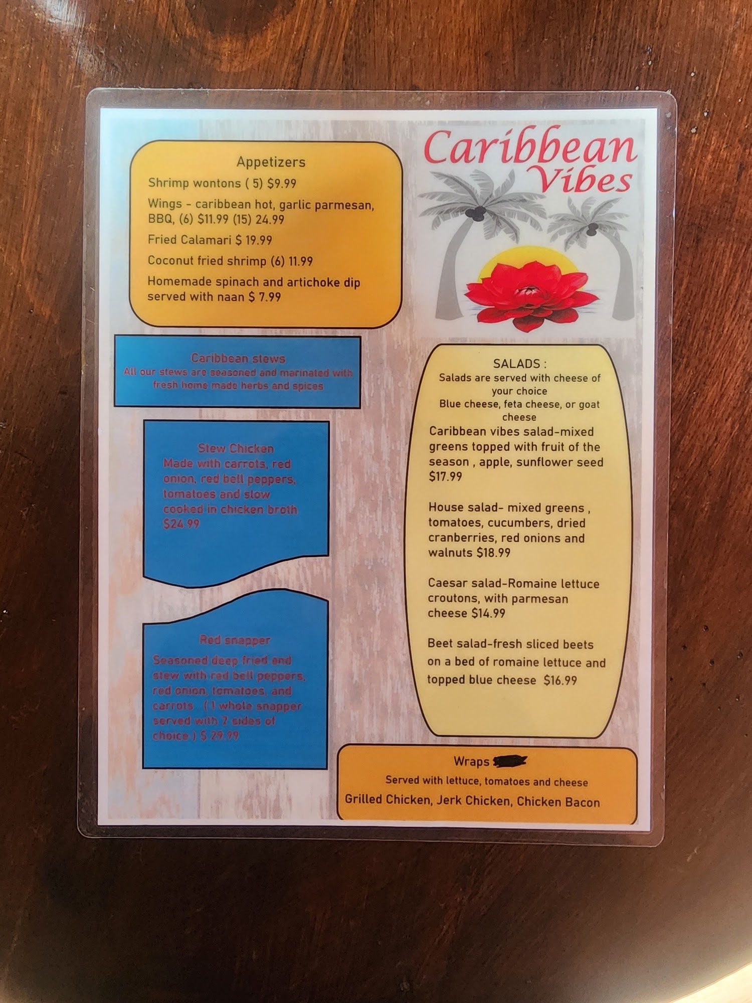 Caribbean Vibes Menu