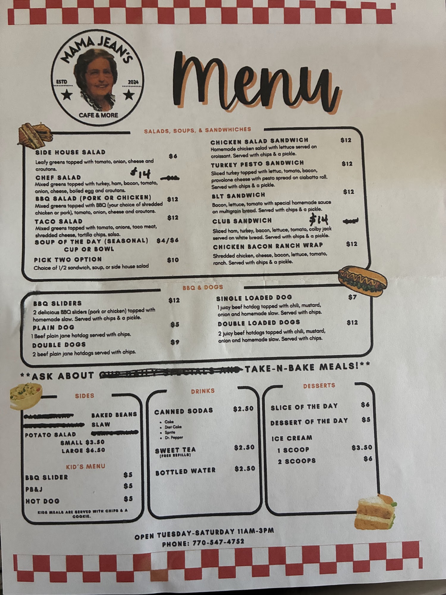 Mama Jean’s Cafe Menu
