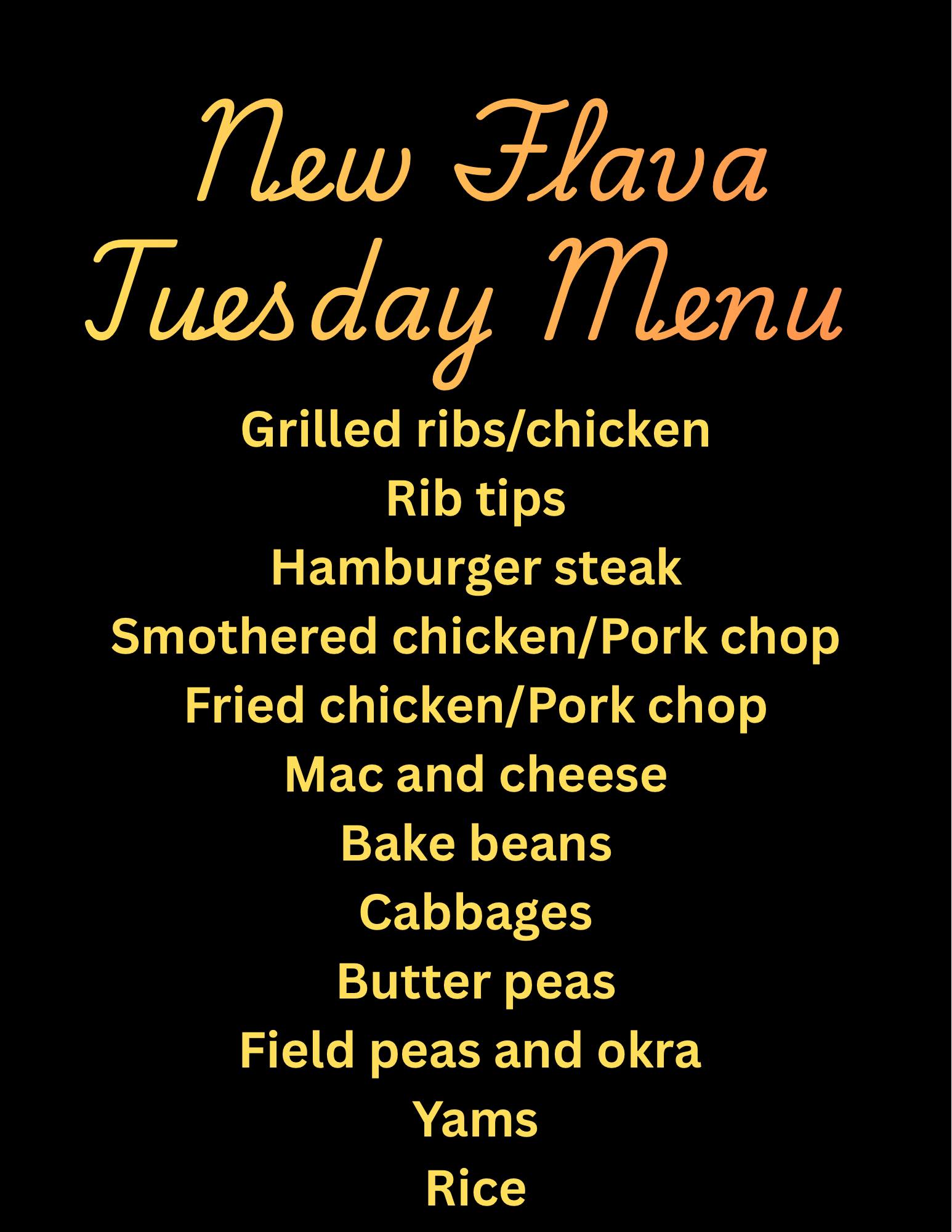 New Flavor Restaurant Menu