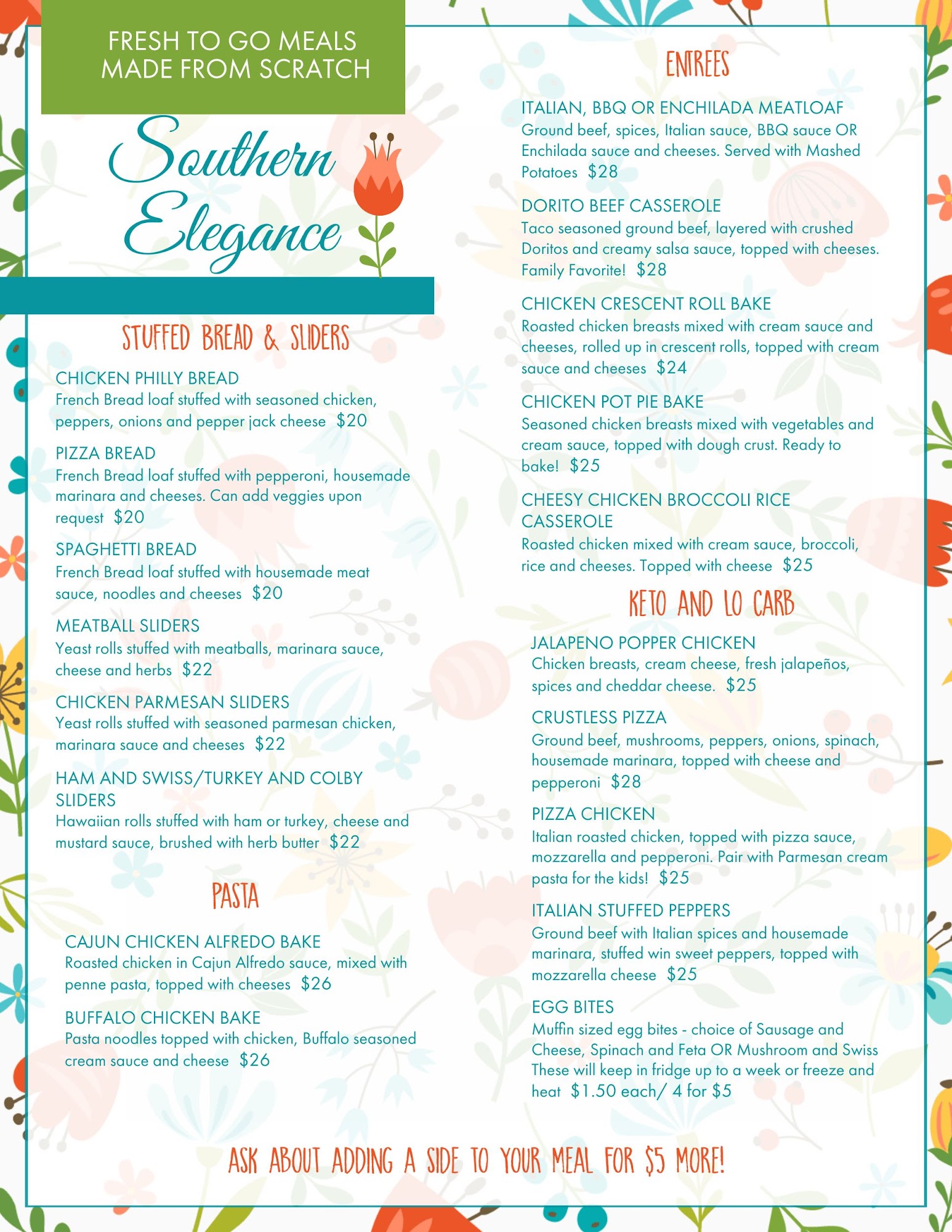 Southern Elegance Catering Menu