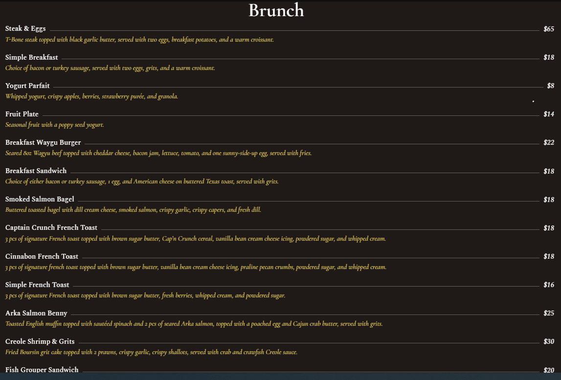 Taste The Flavor Brunch Bar Menu