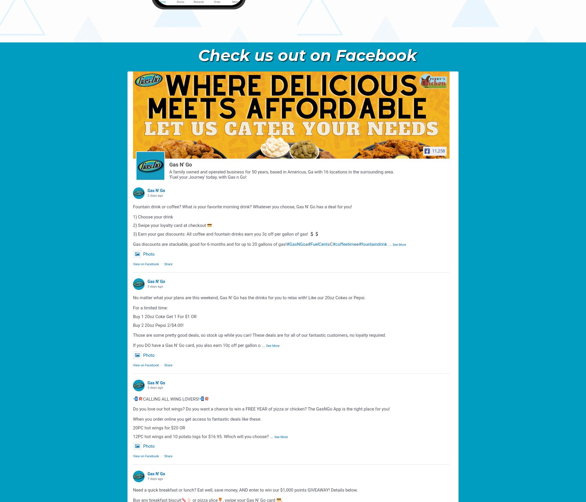 Gas N Go Menu