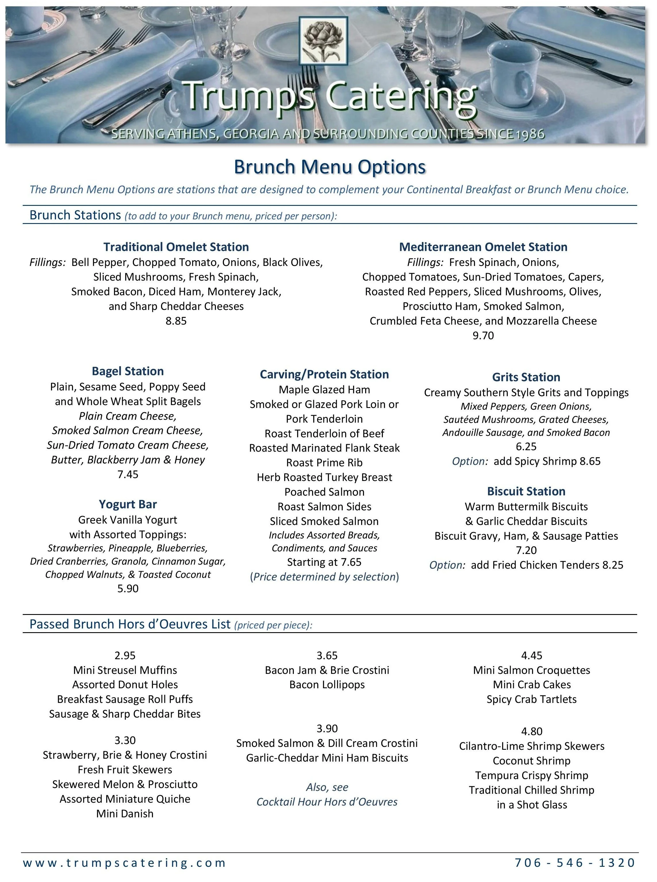 Trumps Catering Menu
