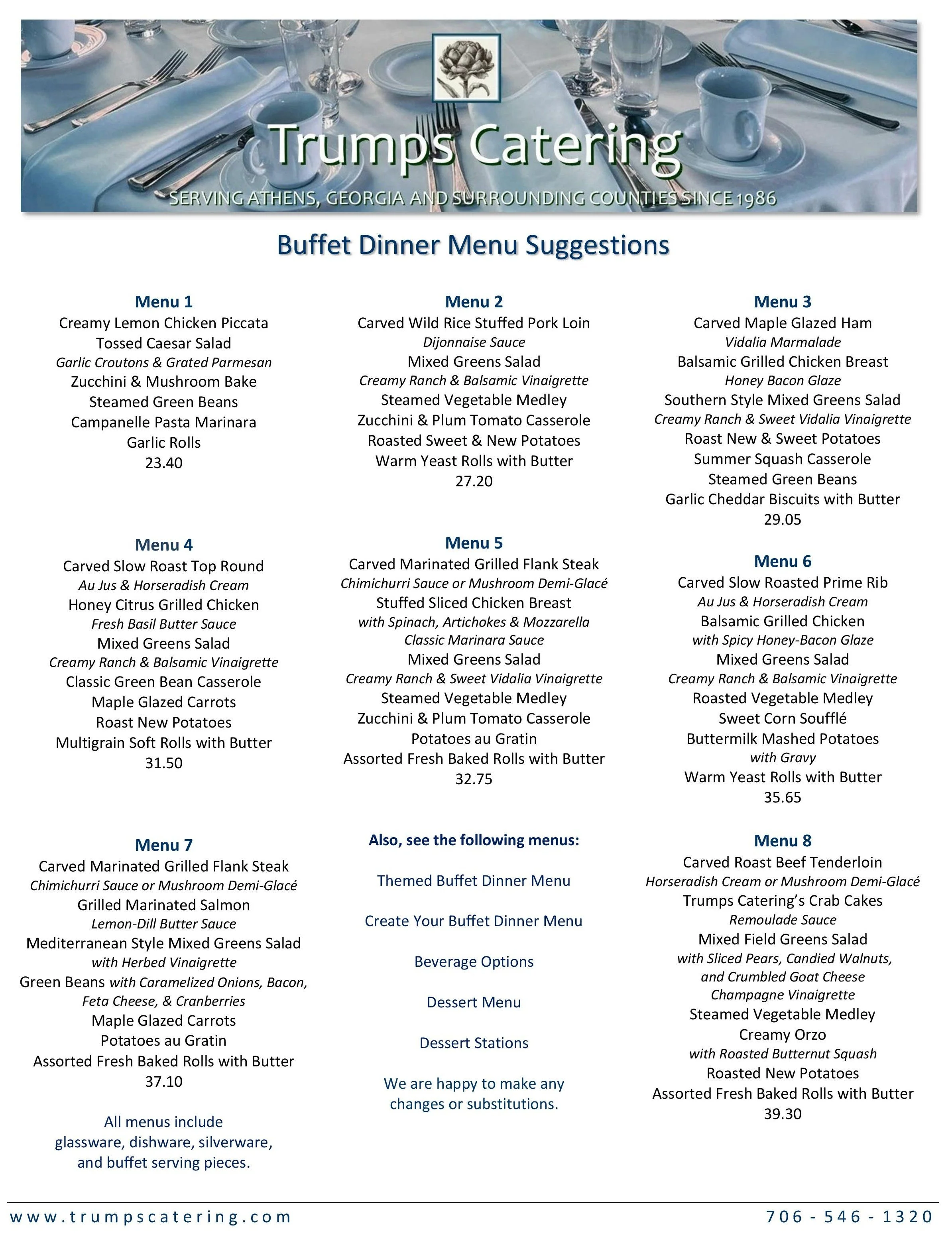 Trumps Catering Menu