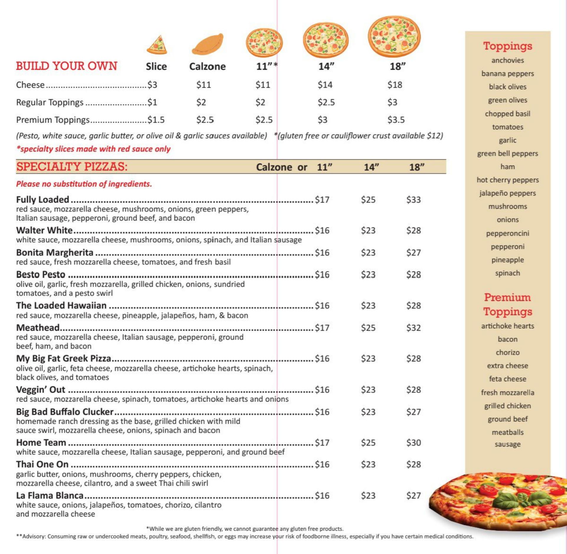 Fully Loaded Pizza Normaltown Menu