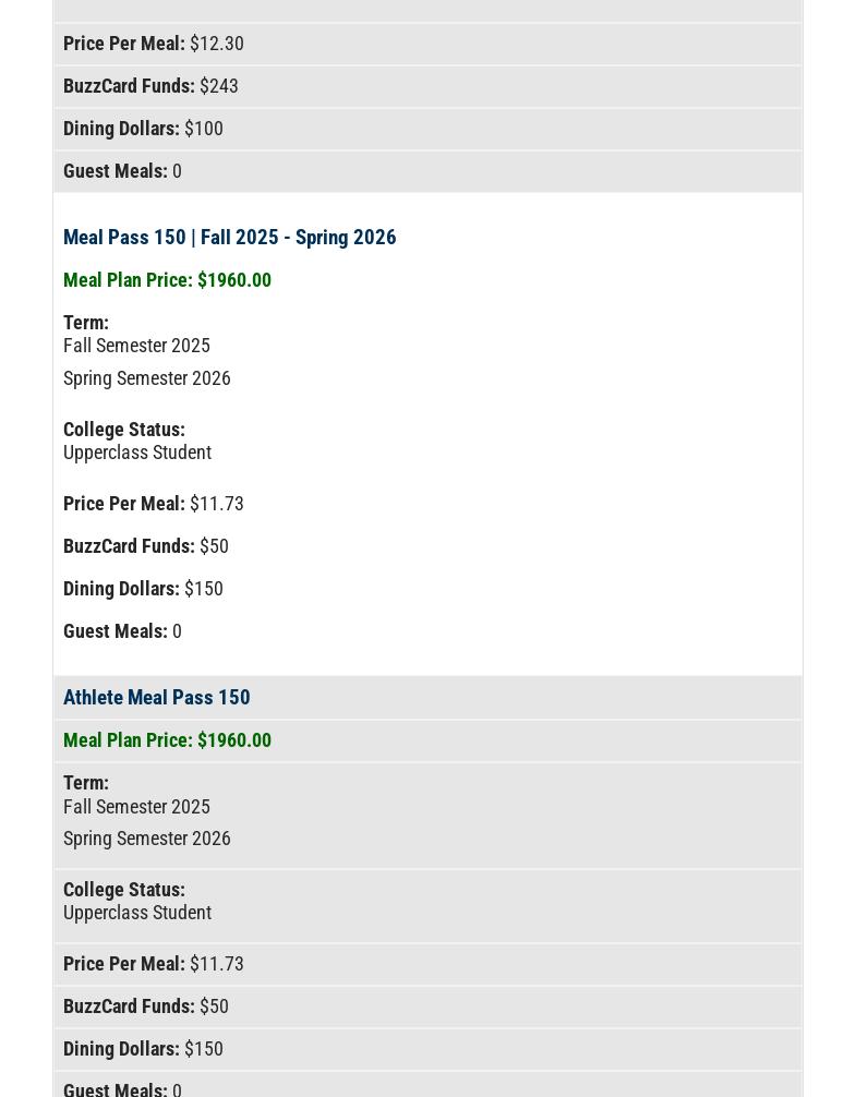 North Ave Dining Hall Menu