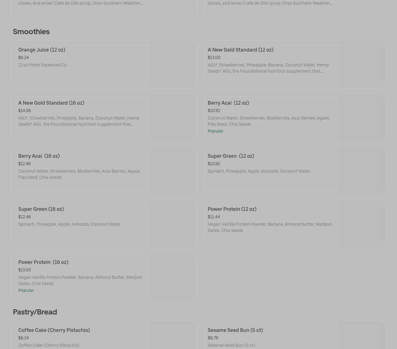 Northcreek Cafe Menu