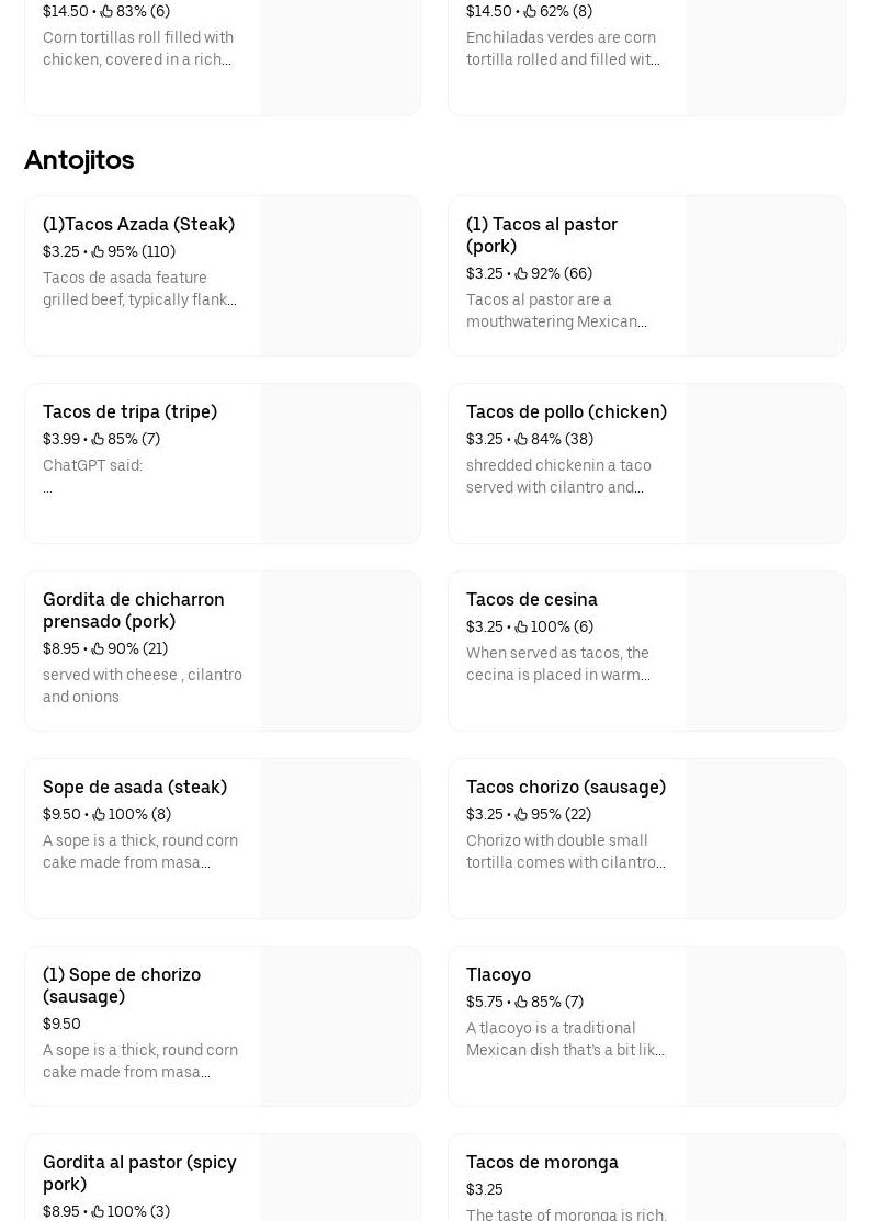 La Consentida de la morrot Menu