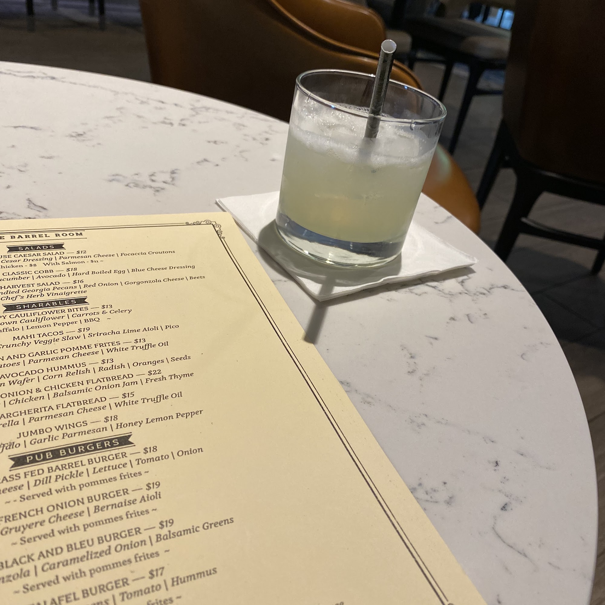The Barrel Room Menu