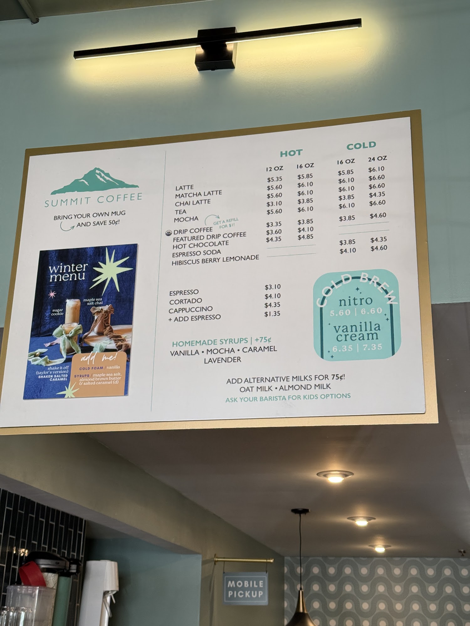 Summit Coffee Emory Village Menu