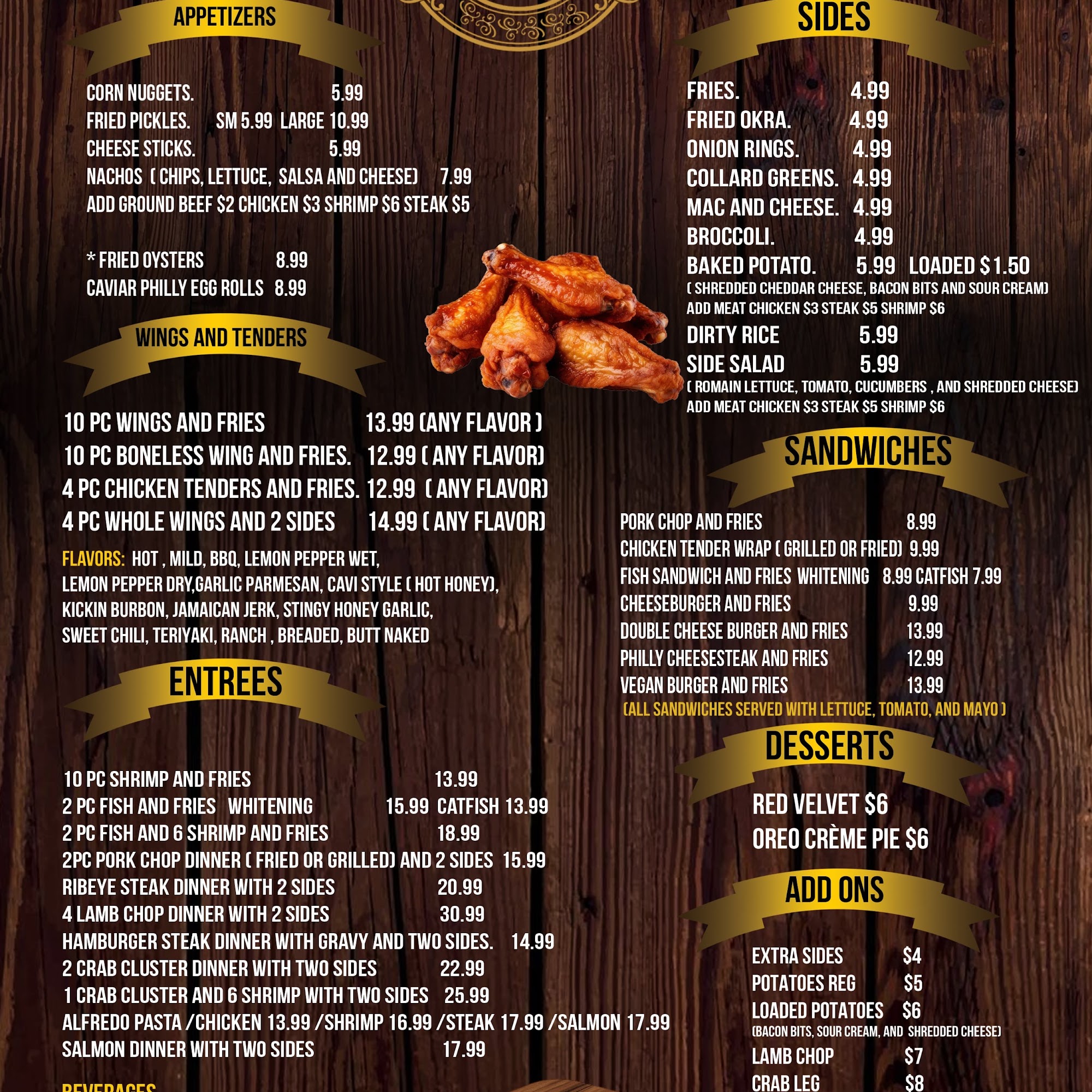 Caviar Grill Menu