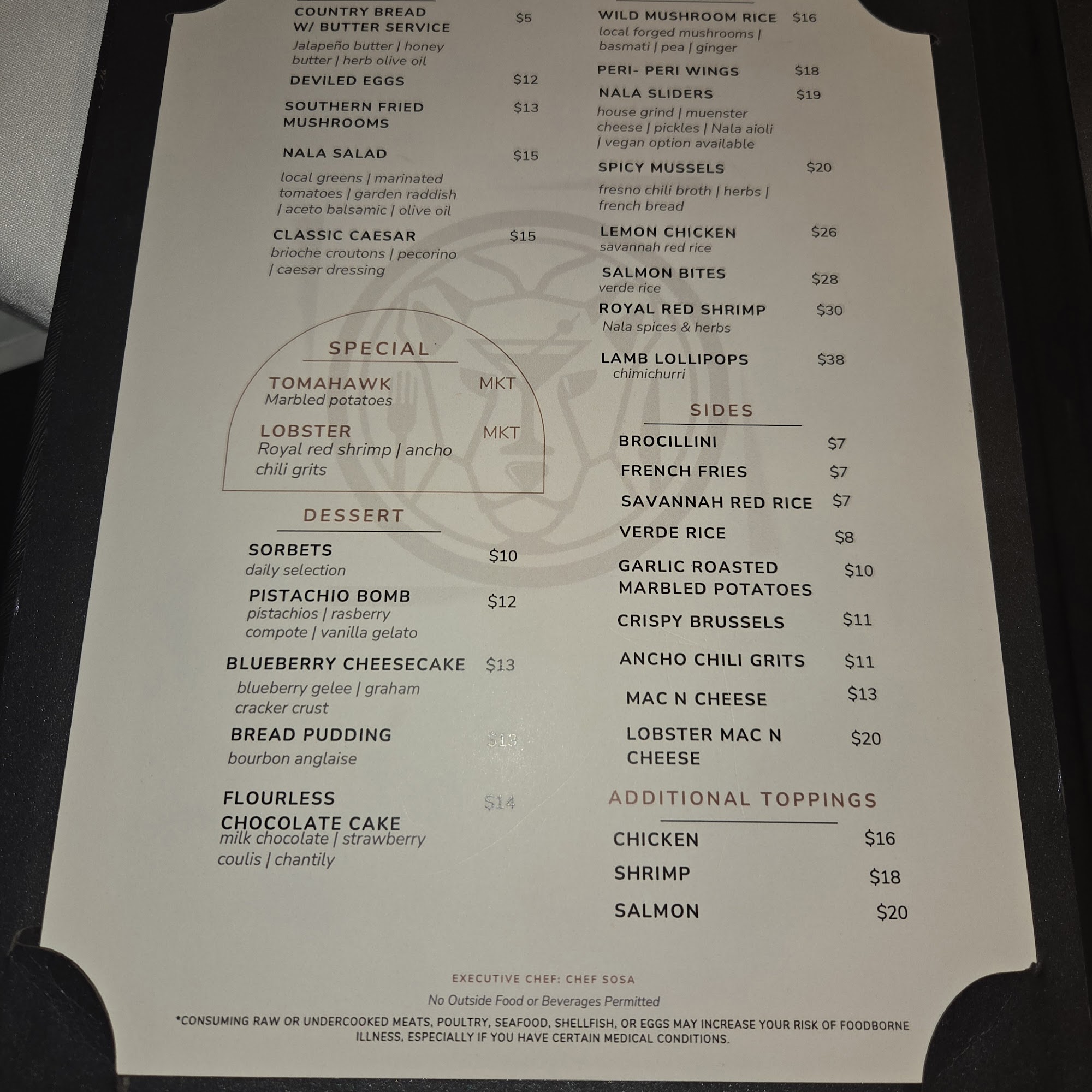 NALA KITCHEN & COCKTAILS Menu