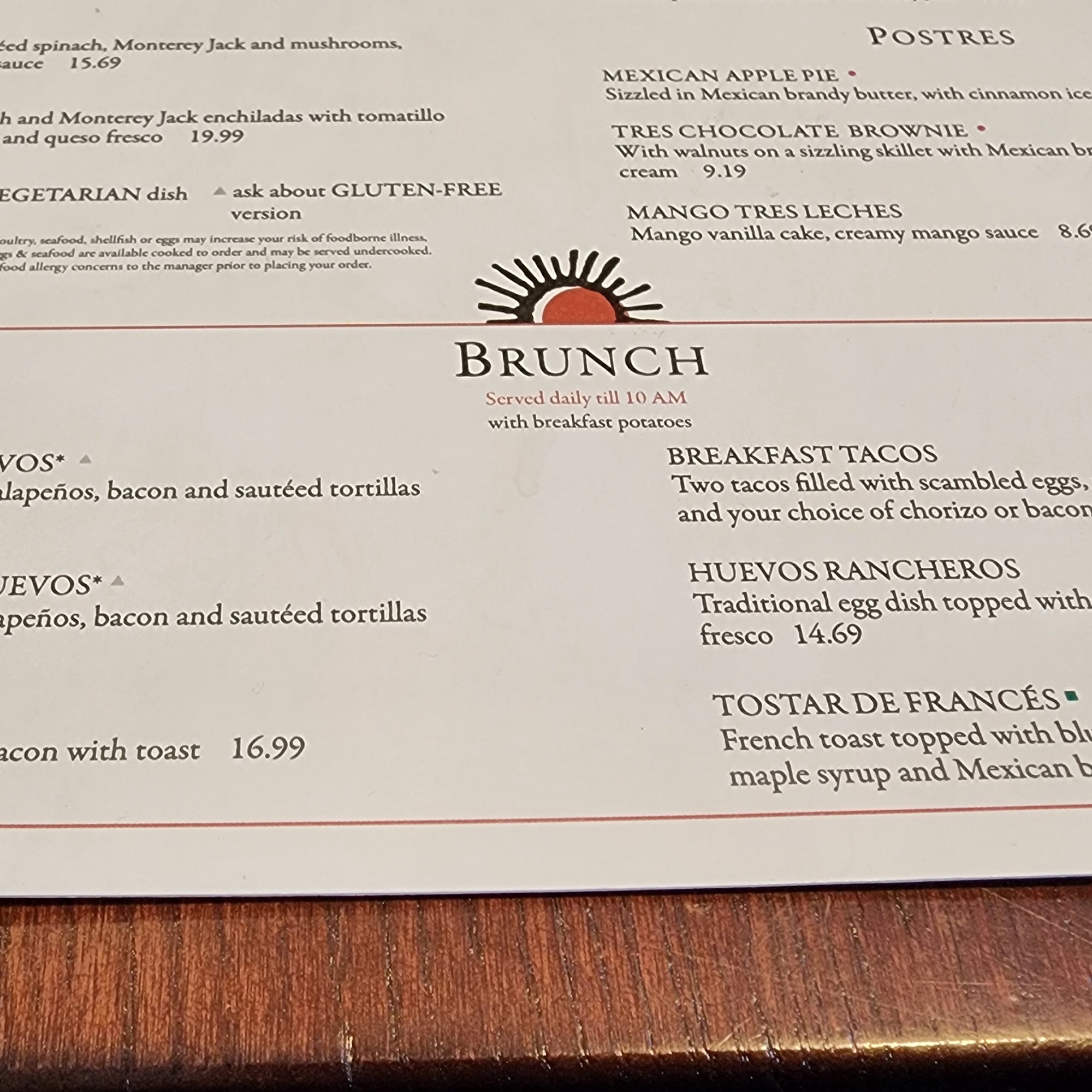 Cantina Laredo Menu