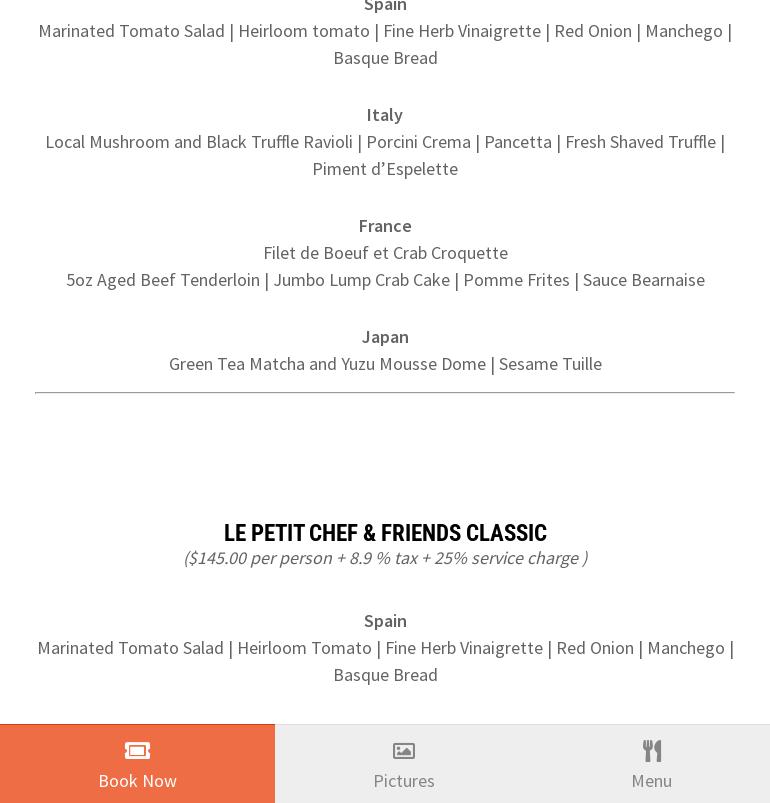 Le Petit Chef - Atlanta Menu