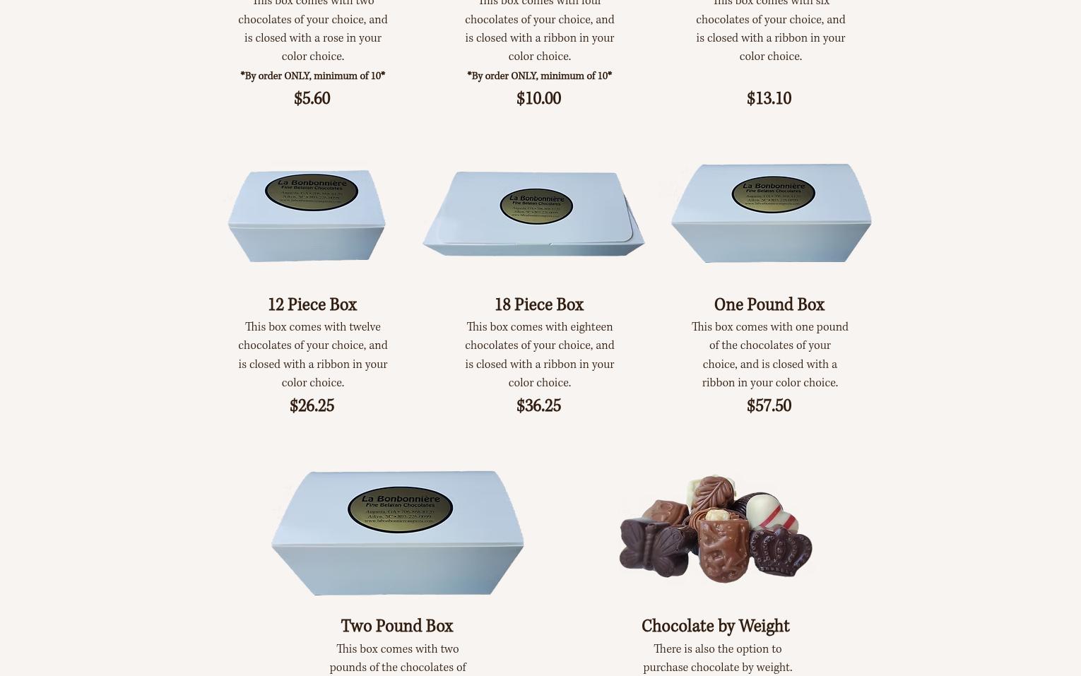 La Bonbonniere Menu