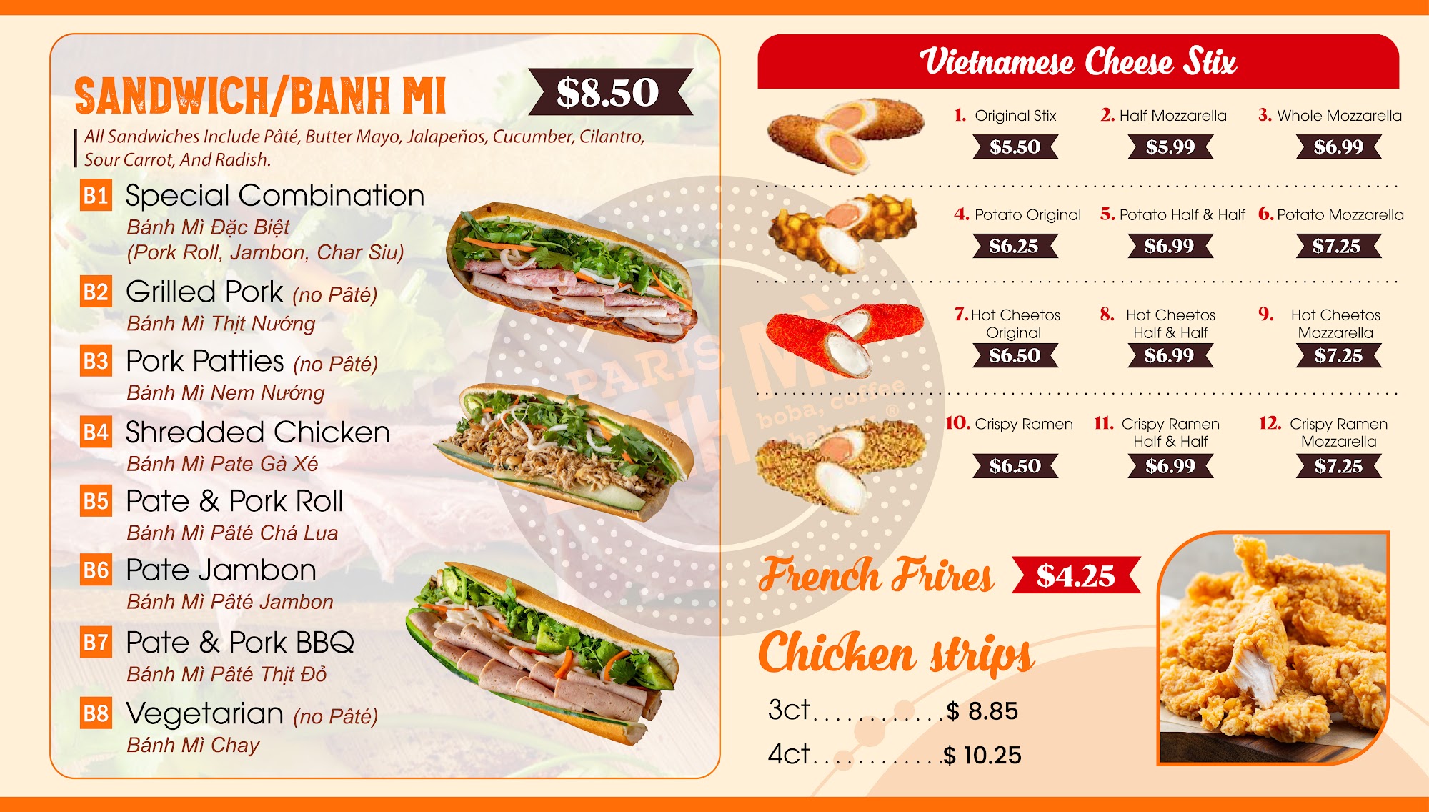 Paris banh mi - Augusta Menu