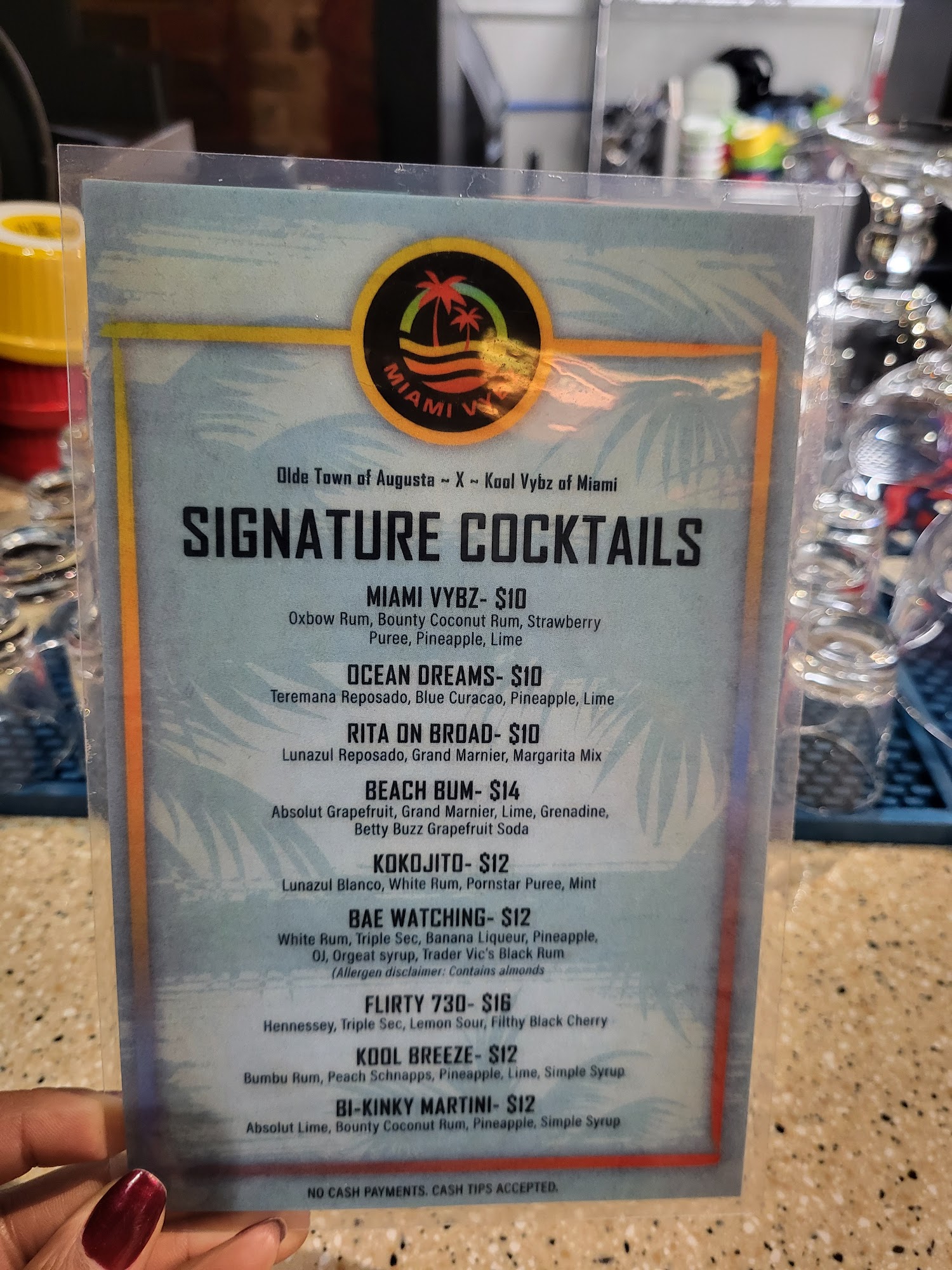 Miami Vybz Menu