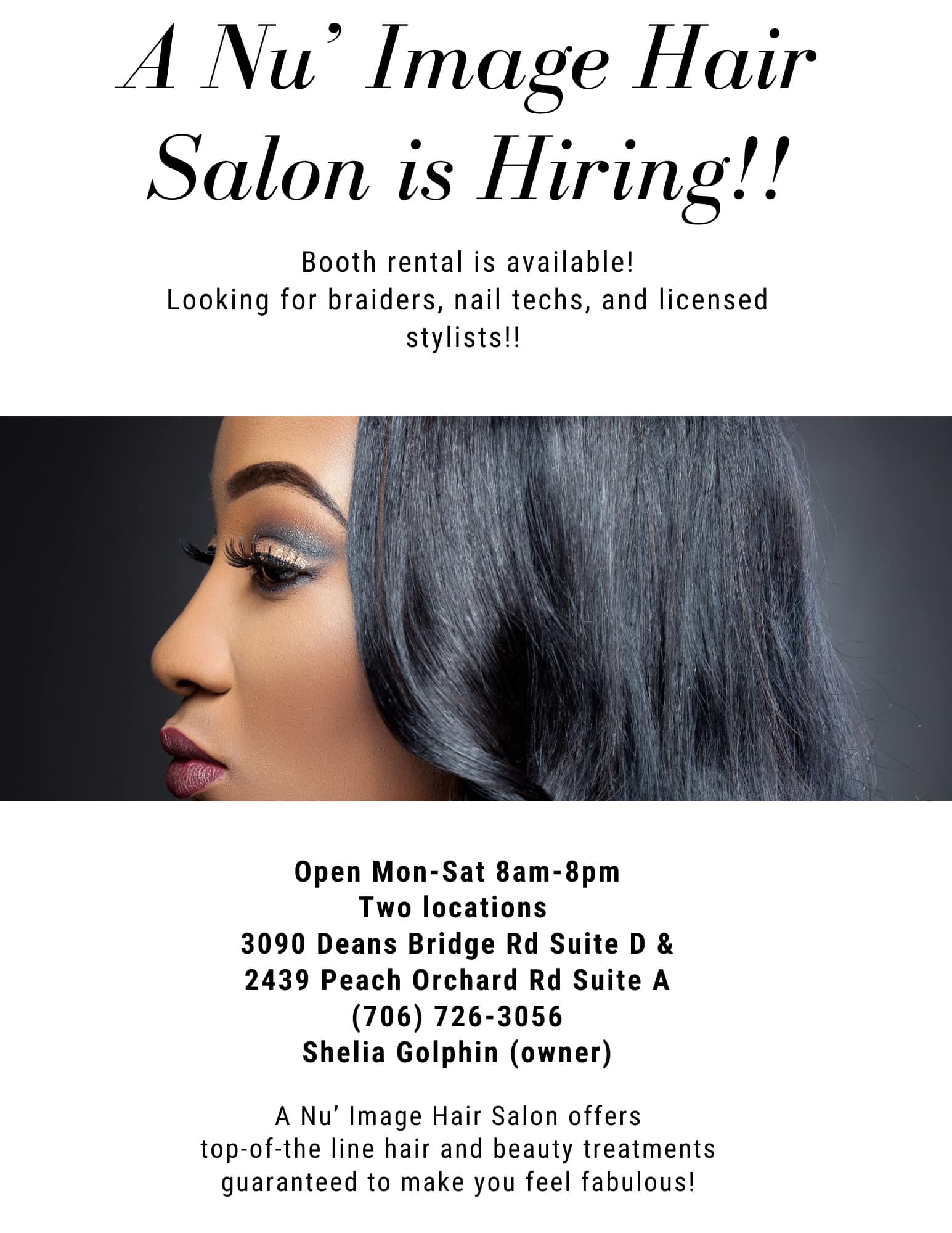 A Nu' Image Hair Salon 3090 Deans Bridge Rd # D, Augusta Georgia 30906