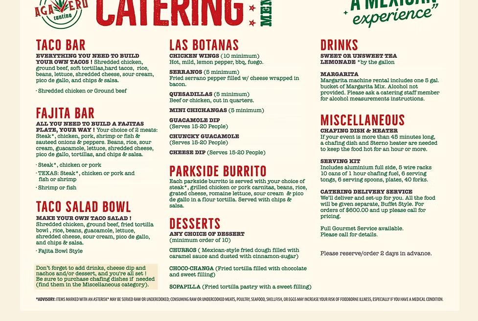 Agavero Cantina - Austell Menu