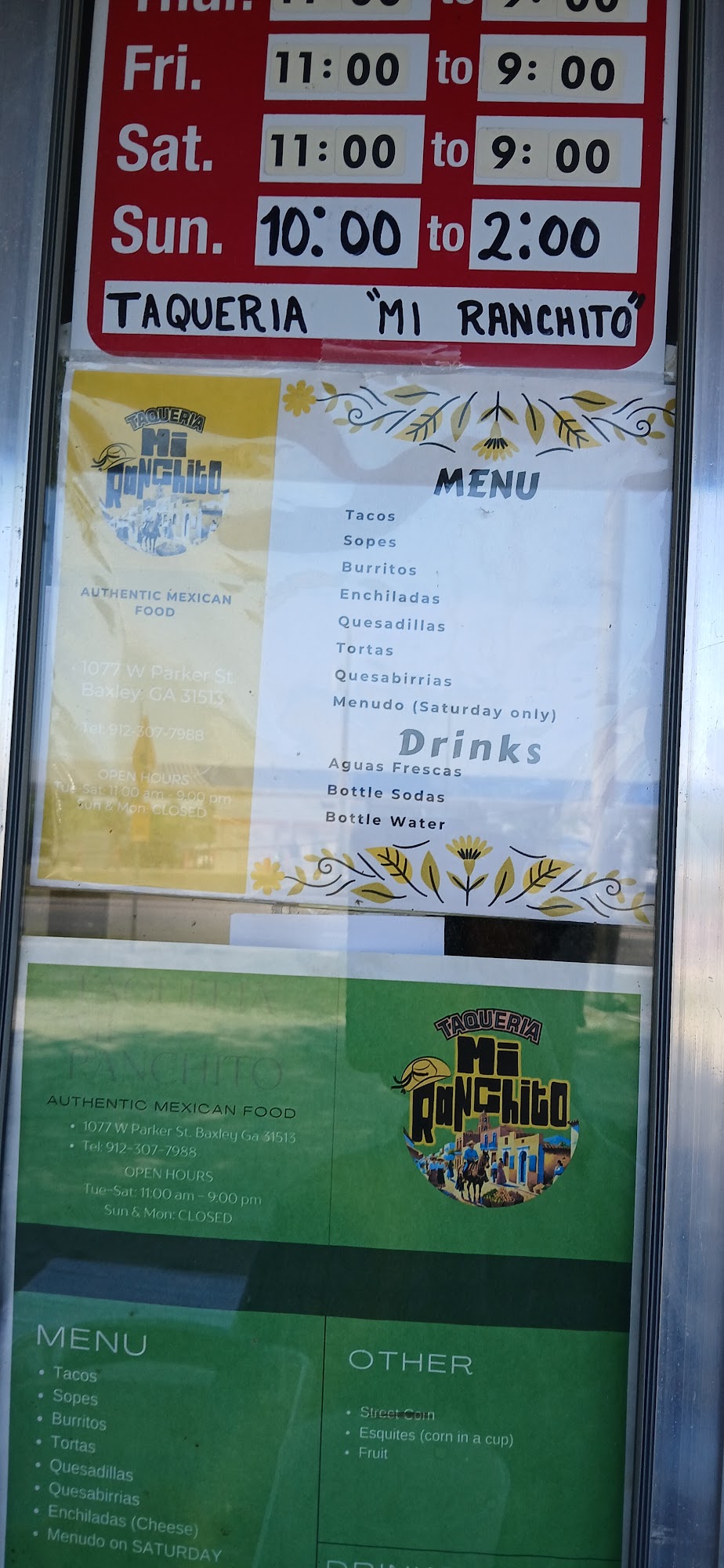Taqueria Mi Ranchito Menu