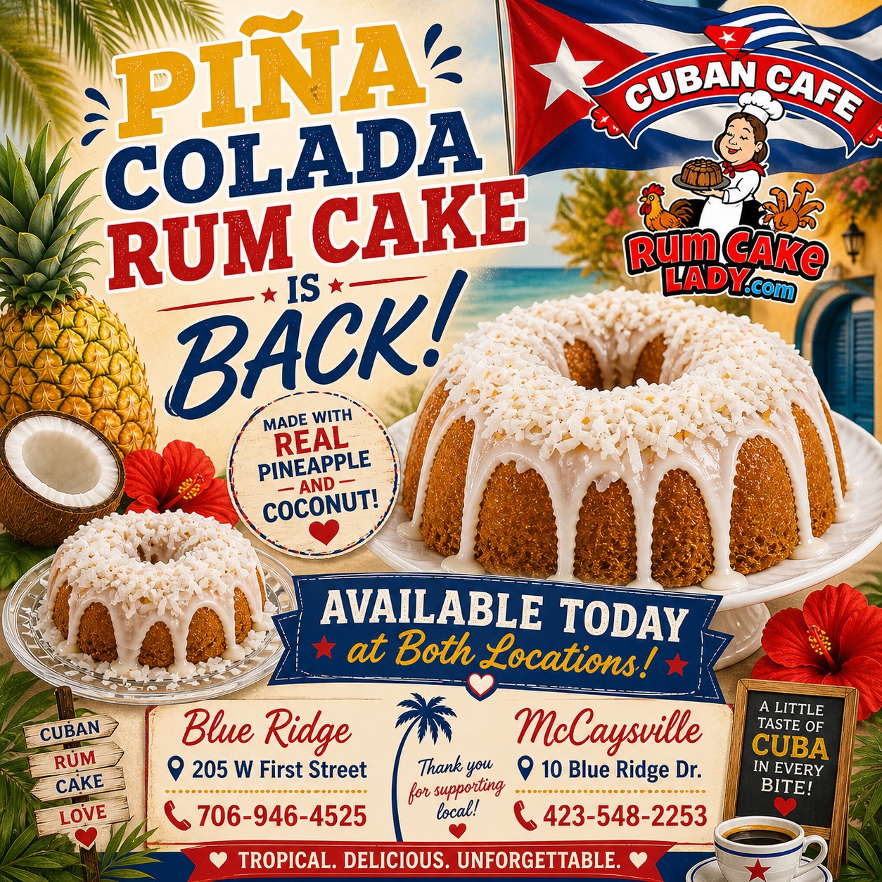 Rum Cake Lady Cuban Cafe -Blue Ridge Blue Ridge
