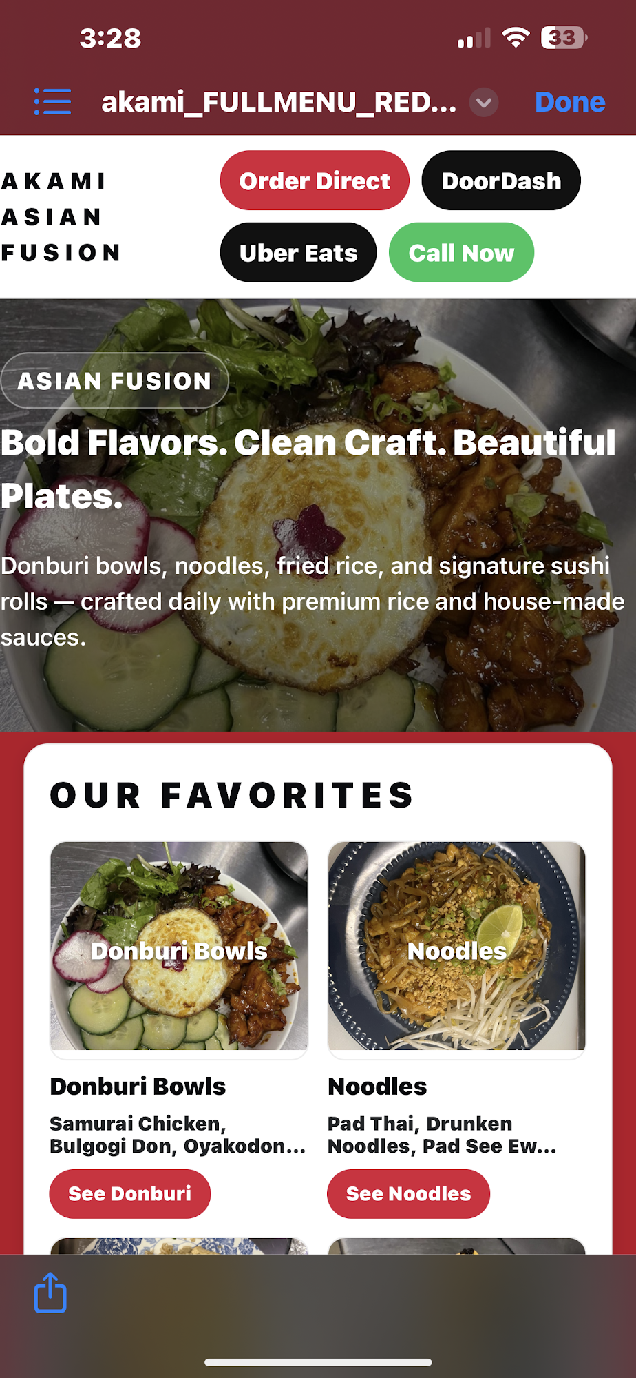 Akami Asian Fusion Sushi Menu