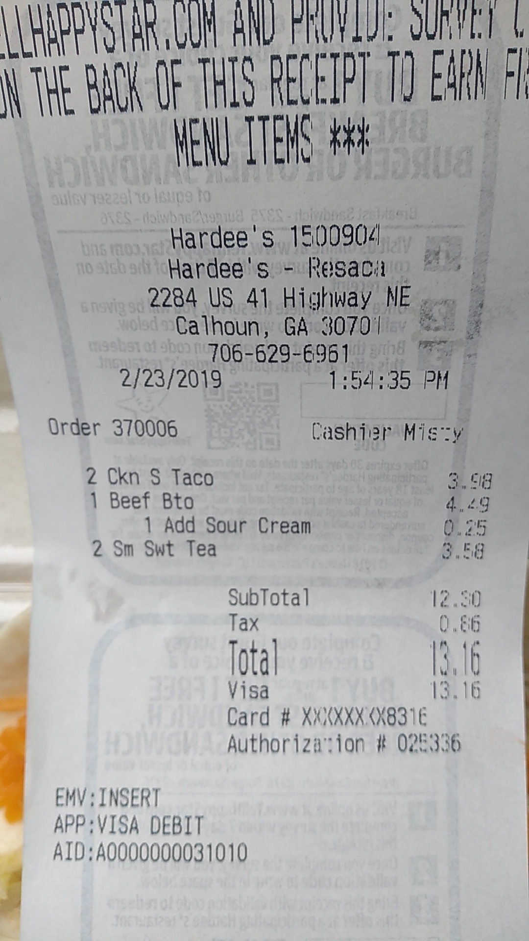 Hardee’s Menu