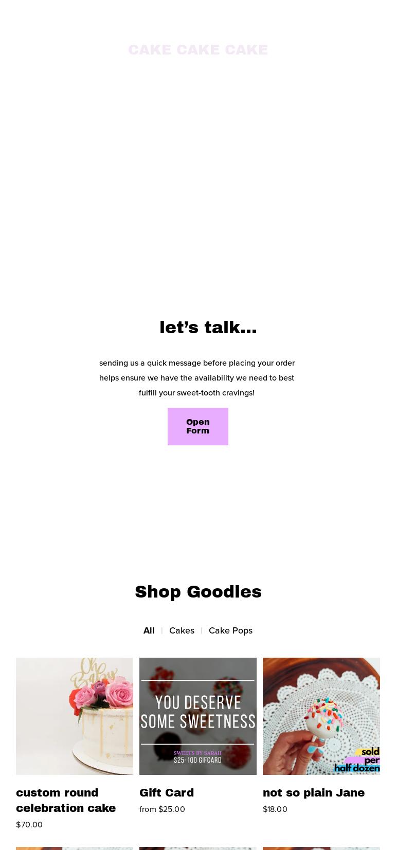 Sweets by Sarah Menu