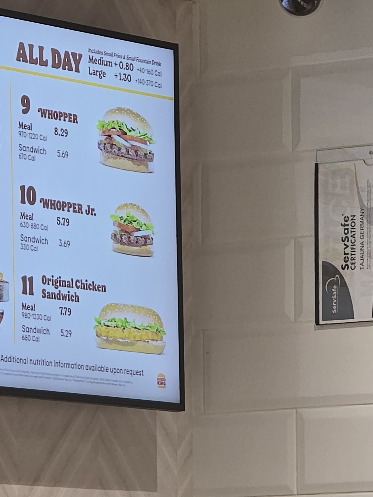 Burger King Menu