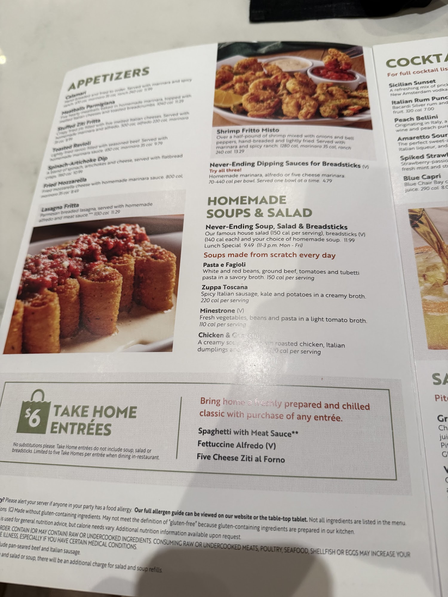 Olive Garden Italian Restaurant Menu