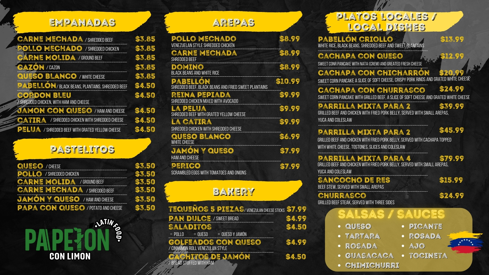 Papelon con Limon Menu