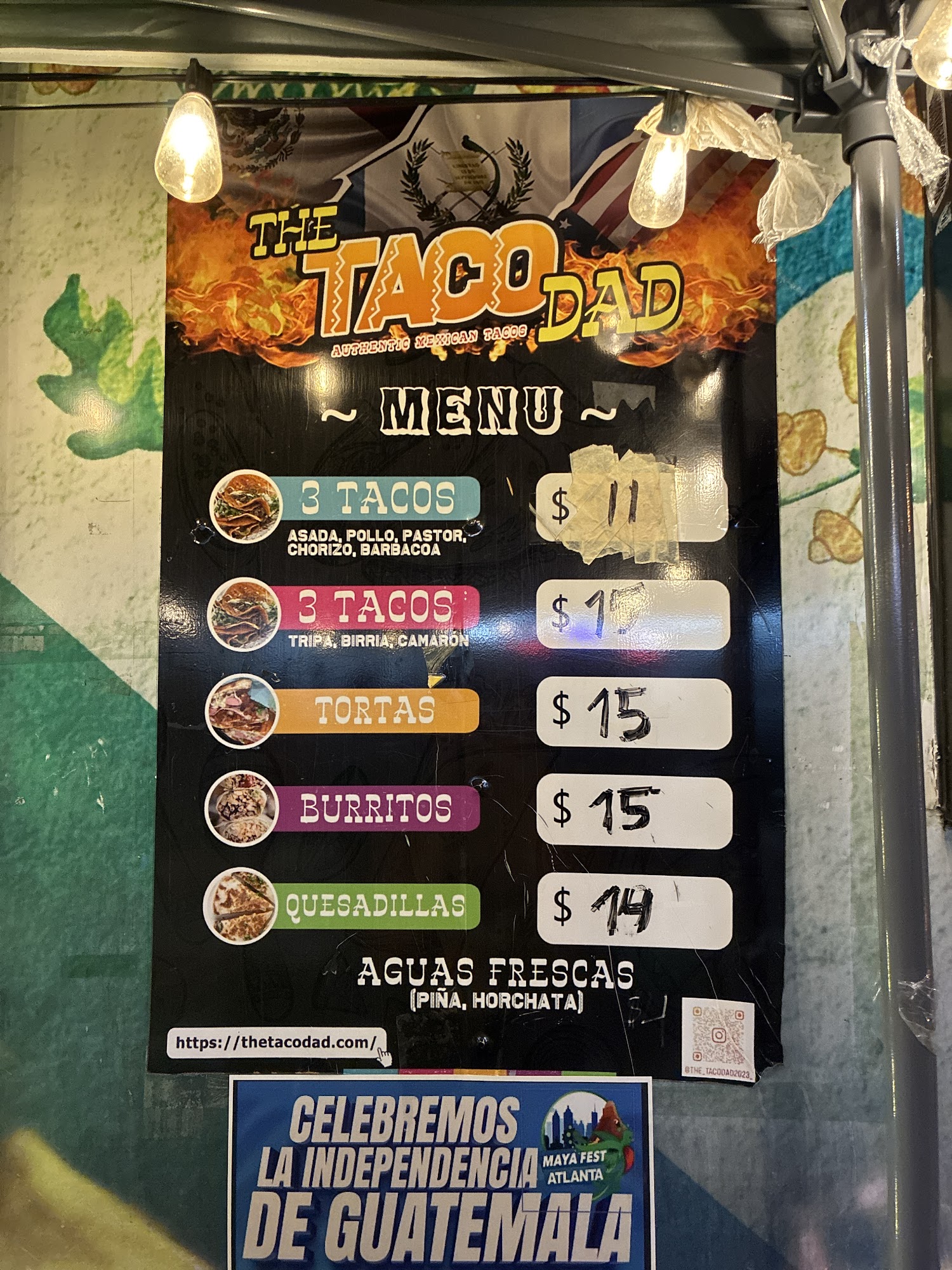 Taco Dad Food Truck Menu